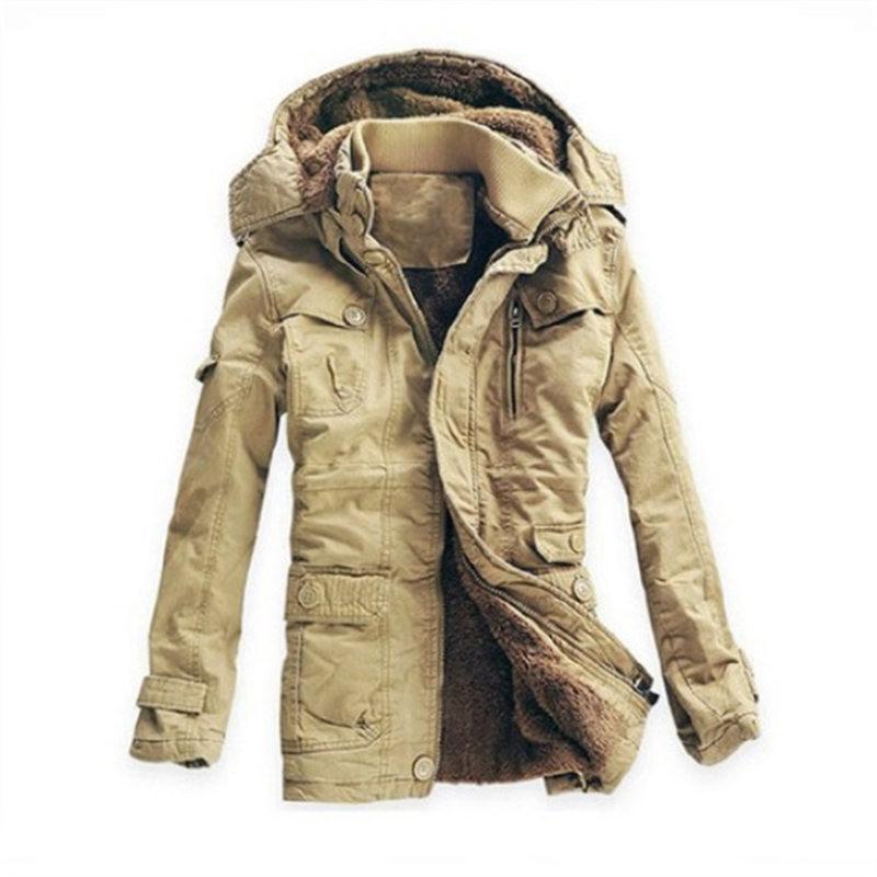 中綿コート メンズ モッズコート ジャケット ミリタリー ロング丈 フード付き カジュアル スリム　秋冬 グリーン　M ミリタリーコート メンズ モッズコート 裏起毛 ボア ファー N-3B 中綿