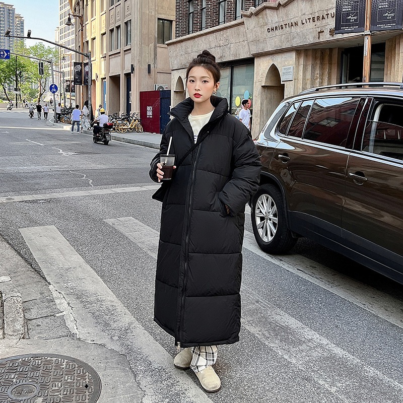 2024 ダウン コットン ジャケット レディース エクストラロング 膝上 厚みのあるルーズ オーバーサイズ コットン ジャケット