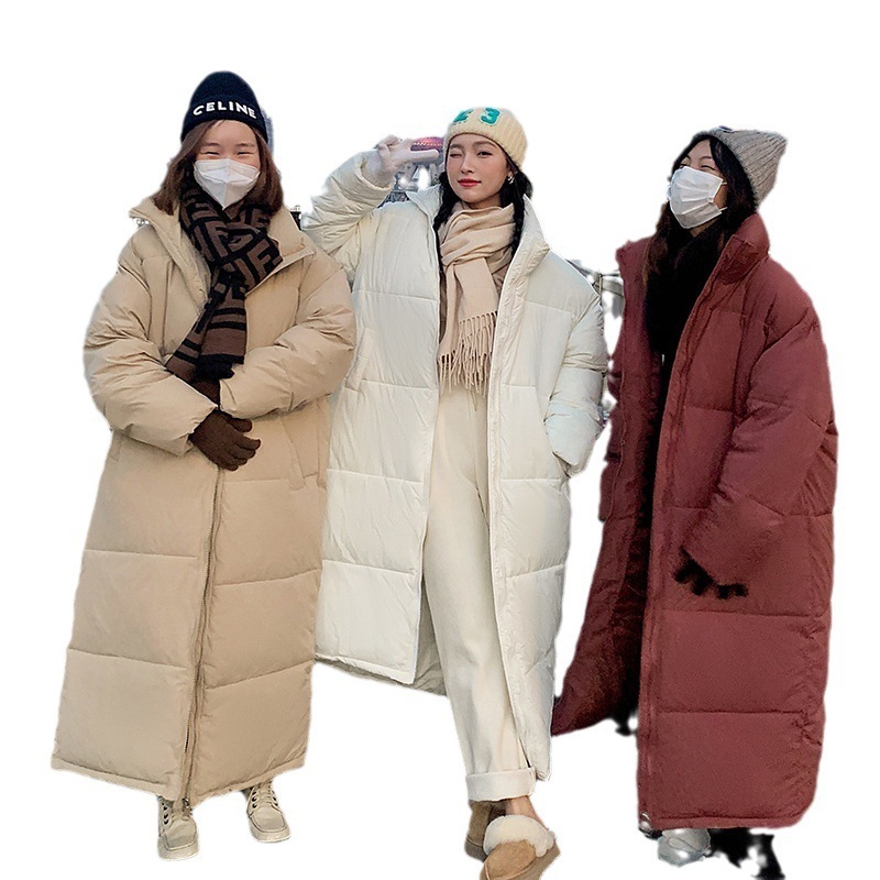 2024 ダウン コットン ジャケット レディース エクストラロング 膝上 厚みのあるルーズ オーバーサイズ コットン ジャケット