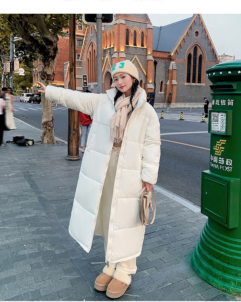 2024 ダウン コットン ジャケット レディース エクストラロング 膝上 厚みのあるルーズ オーバーサイズ コットン ジャケット