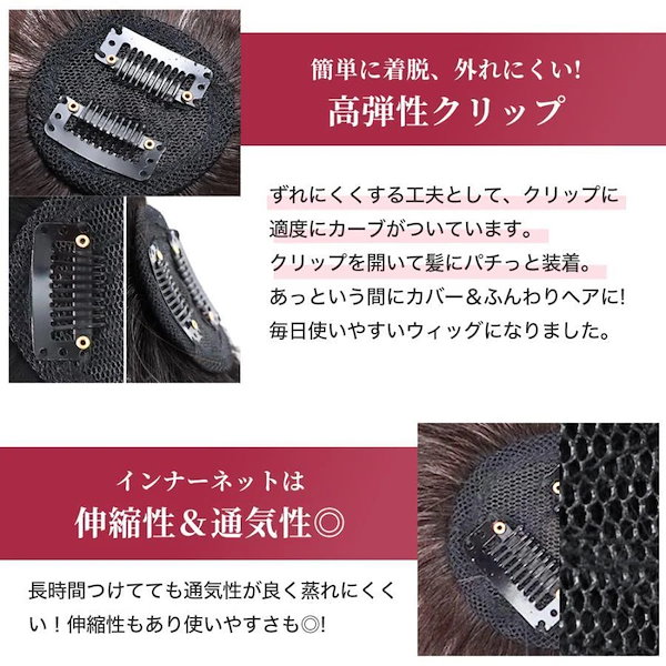 Qoo10] 部分ウイッグ 頭頂部 薄毛 かつら女性