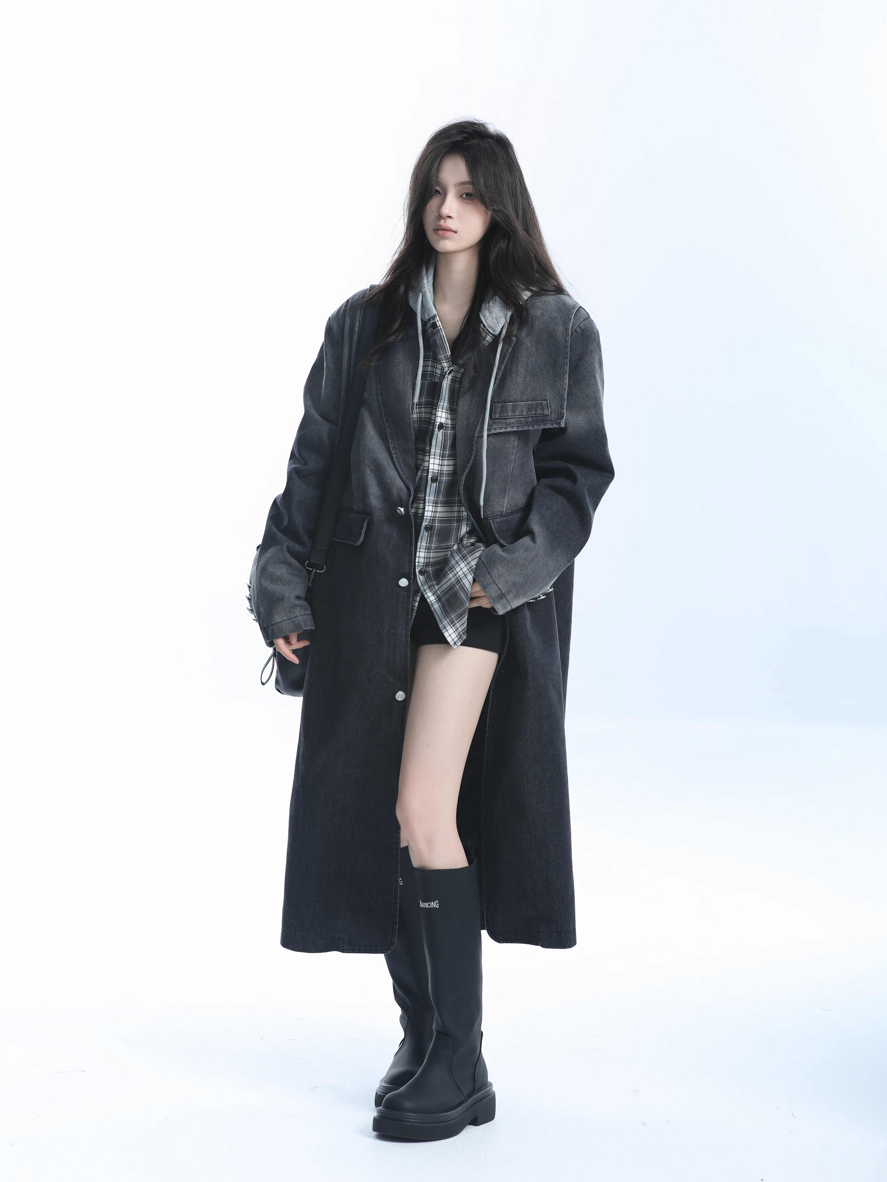 「SHANKONG」【高·品質版】【上品】2025新作 ロング デニムジャケット アウター レトロ ゆったり 韓国ファッション レディーストップス アウター トップス セミロング トップス 22 「SHANKONG」【高·品質版】【上品】2025新作 ロング デニムジャケット アウター レトロ ゆったり 韓国ファッション レディーストップス アウター トップス セミロング トップス 22