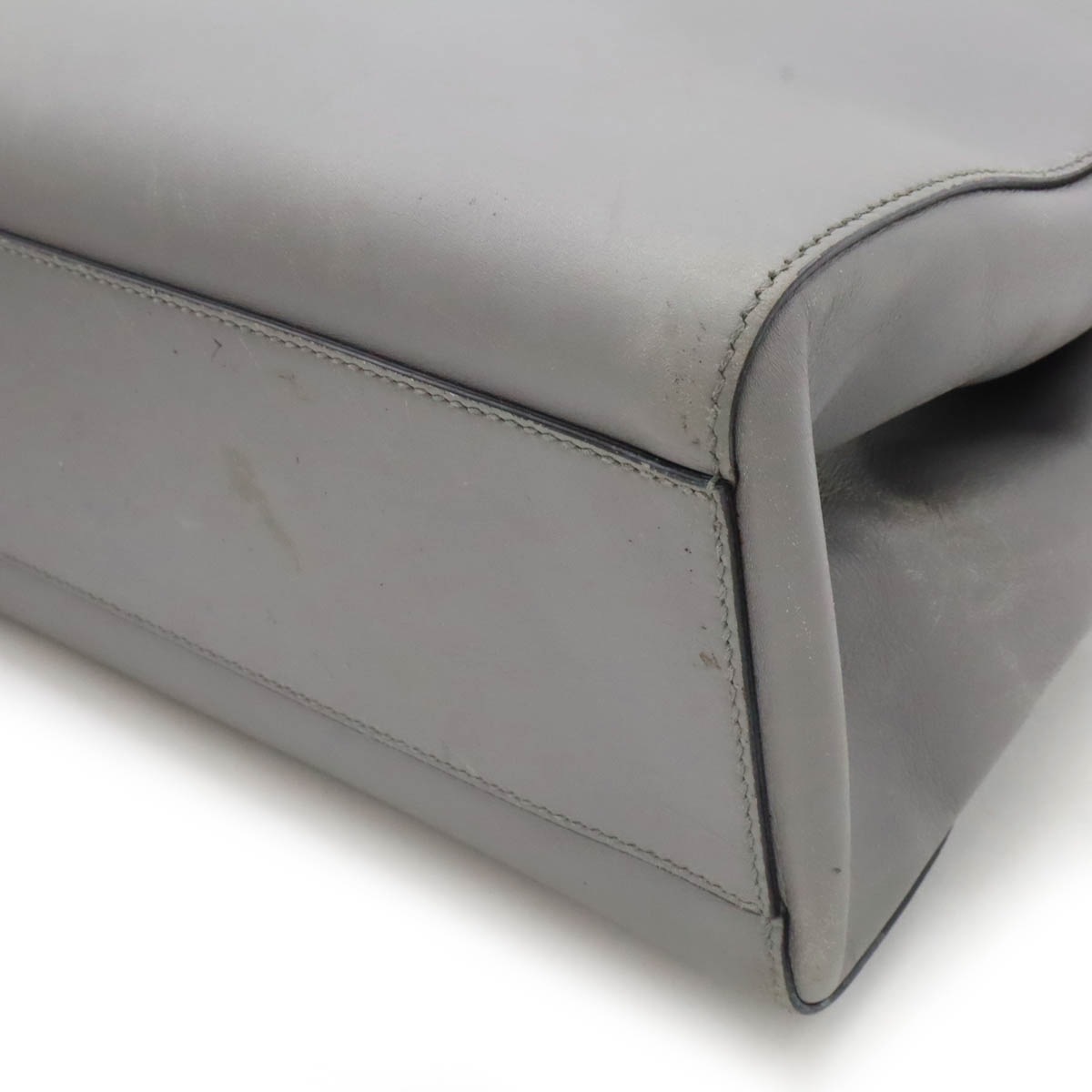 ニムフェア バンブー ハンドバッグ レザー フェイクパール グレー ショルダーストラップ欠品 45376 ニムフェア バンブー ハンドバッグ レザー フェイクパール グレー ショルダーストラップ欠品 45376