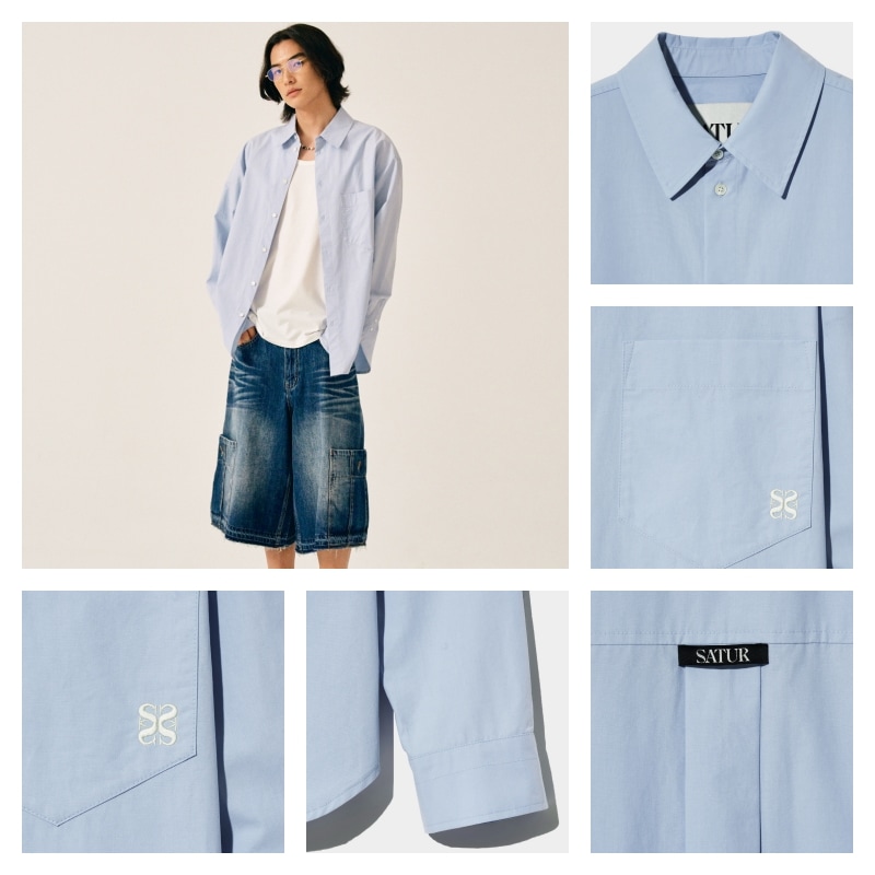 シャツ SATUR Basic Pocket Shirt Sky Blue SA251USH01SB MUSINSA | SATUR Basic Pocket Shirt Sky Blue