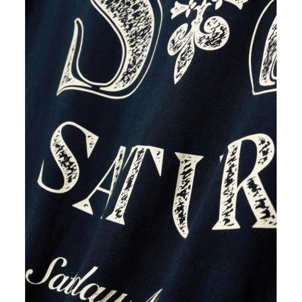 SATUR クラッシュノスタルジアビンテージグラフィックショートスリーブ T シャツニュートロネイビー
