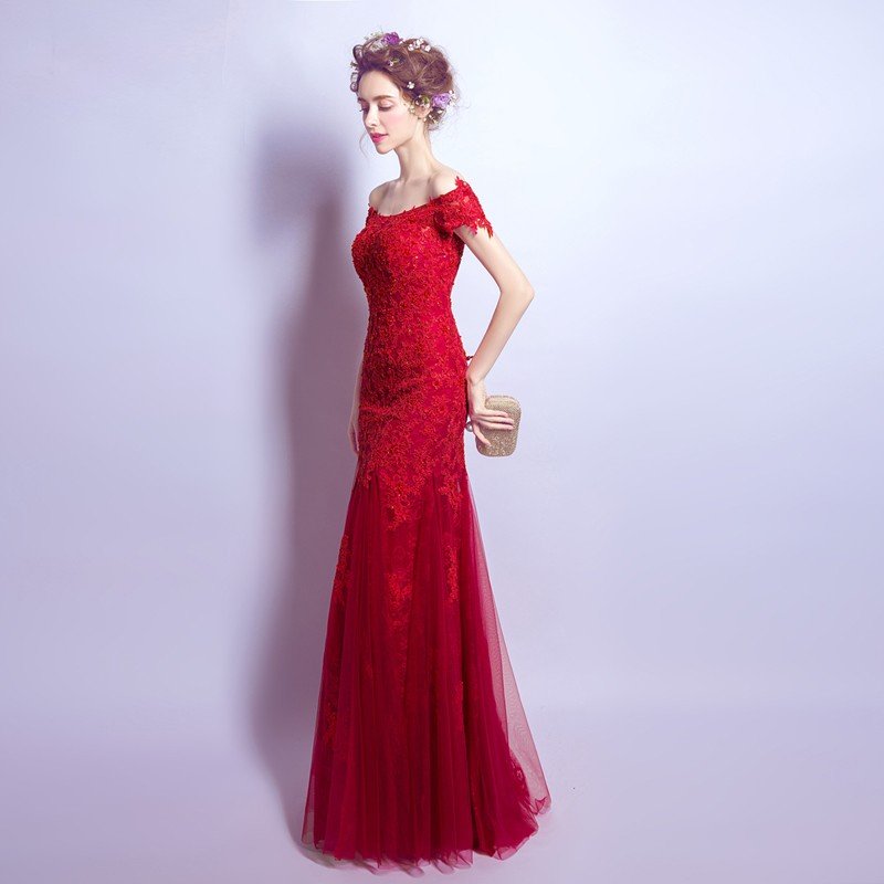 ロングドレス 安い カラードレス 赤 半袖 イブニングドレス コンサート 結婚式 カクテルドレス 演奏会 フォーマル 発表会 パーティードレス ウエディングドレス
