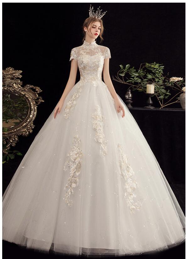 ウエディングドレス 立ち襟 パーティードレス 結婚式 ワンピース プリンセスドレス 二次会 イブイングドレス 舞台衣装 演奏会 発表会 ロングドレス 大きいサイズ おしゃれ 上品 フォーマル お呼ばれ