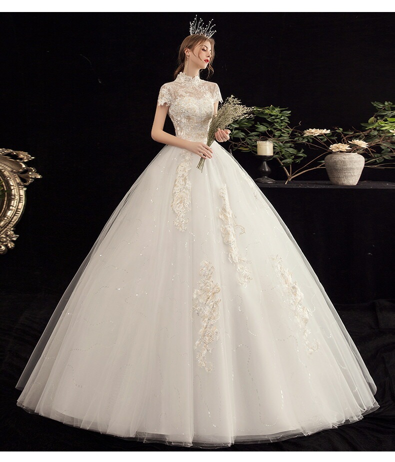ウエディングドレス 立ち襟 パーティードレス 結婚式 ワンピース プリンセスドレス 二次会 イブイングドレス 舞台衣装 演奏会 発表会 ロングドレス 大きいサイズ おしゃれ 上品 フォーマル お呼ばれ