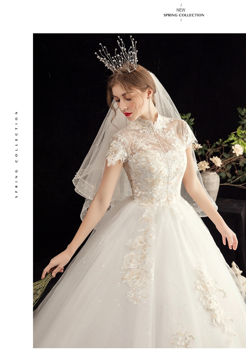 ウエディングドレス 立ち襟 パーティードレス 結婚式 ワンピース プリンセスドレス 二次会 イブイングドレス 舞台衣装 演奏会 発表会 ロングドレス 大きいサイズ おしゃれ 上品 フォーマル お呼ばれ