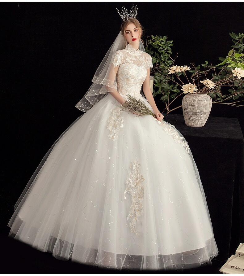 ウエディングドレス 立ち襟 パーティードレス 結婚式 ワンピース プリンセスドレス 二次会 イブイングドレス 舞台衣装 演奏会 発表会 ロングドレス 大きいサイズ おしゃれ 上品 フォーマル お呼ばれ