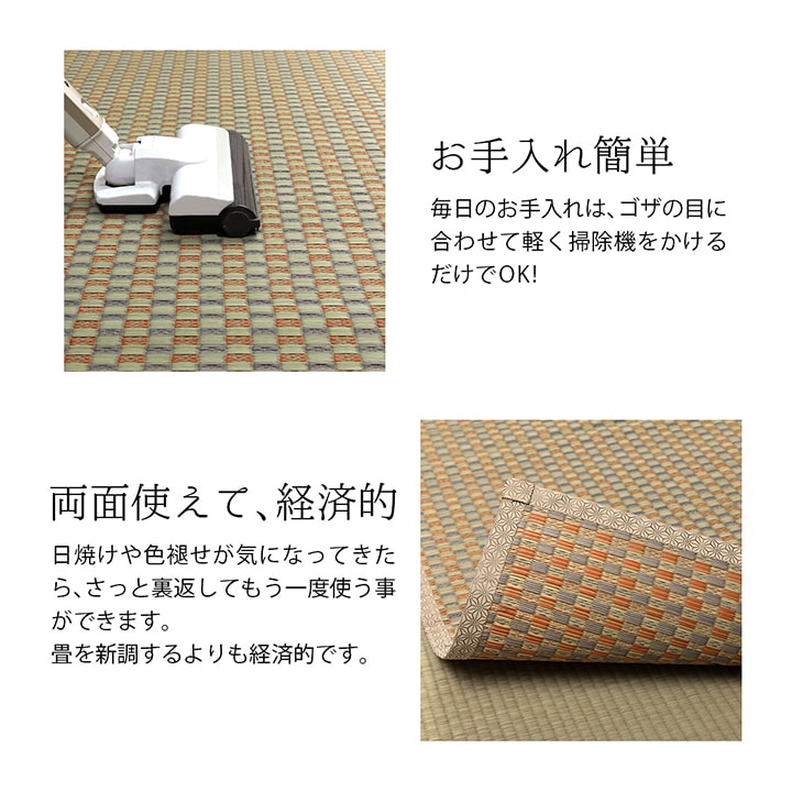西条 い草 ござ 国産 日本製 上敷き 和室 敷物 カーペット レトロ柄 和柄 お手入れ簡単 夏 抗菌防臭 調湿 消臭 空気清浄 汚れにくいSIJO261352