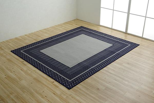 ダイニングラグ 撥水 長方形 シンプル キズ防止 ネイビー 約180x220cm ダイニングラグ 撥水 長方形 シンプル キズ防止 ネイビー 約180x220cm