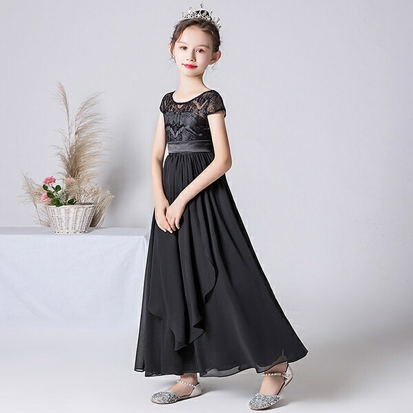 【激安】ピアノ発表会 ドレス 中学生 ワンピース ジュニアドレス 七五三 ロング丈 子供ドレス ブラック 黒 半袖 レース シフォン お姫様 着やせ 上品 エレガント 女の子 結婚式 コンクール フォ 【激安】ピアノ発表会 ドレス 中学生 ワンピース ジュニアドレス 七五三 ロング丈 子供ドレス ブラック 黒 半袖 レース シフォン お姫様 着やせ 上品 エレガント 女の子 結婚式 コンクール フォ