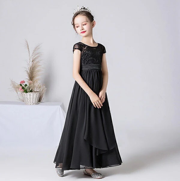 【激安】ピアノ発表会 ドレス 中学生 ワンピース ジュニアドレス 七五三 ロング丈 子供ドレス ブラック 黒 半袖 レース シフォン お姫様 着やせ 上品 エレガント 女の子 結婚式 コンクール フォ 【激安】ピアノ発表会 ドレス 中学生 ワンピース ジュニアドレス 七五三 ロング丈 子供ドレス ブラック 黒 半袖 レース シフォン お姫様 着やせ 上品 エレガント 女の子 結婚式 コンクール フォ