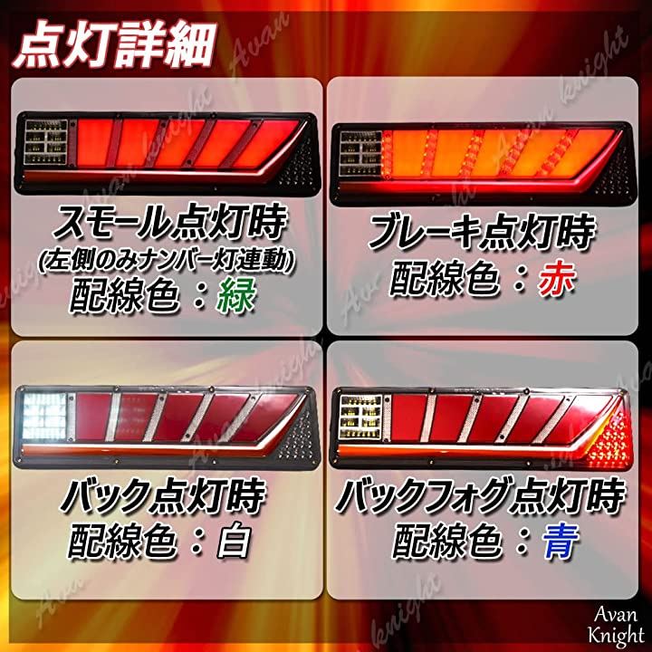 トラック テール ランプ 流れる シーケンシャル LED ライト 24V 日野 いすゞ 三菱ふそう 日産 UD KRB261(レッド)