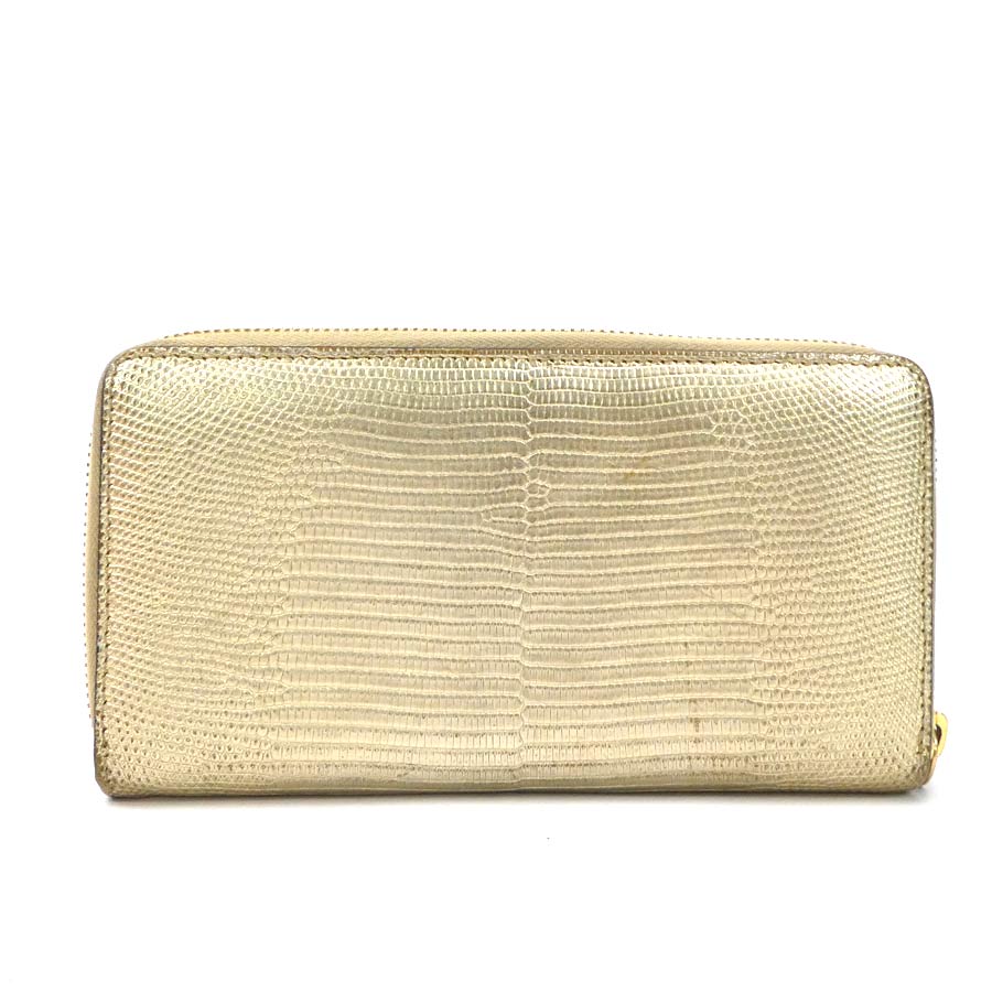 グッチ GUCCI ラウンドファスナー長財布 GGマーモント リザード ゴールド ユニセックス 456117 r10185g