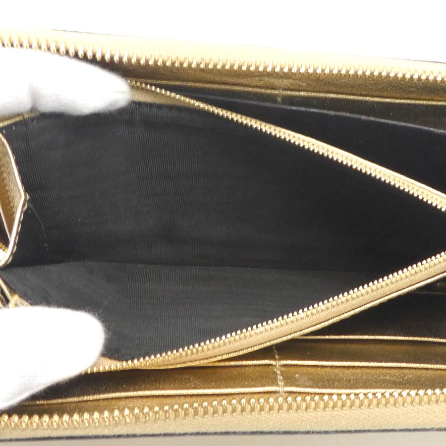 グッチ GUCCI ラウンドファスナー長財布 GGマーモント リザード ゴールド ユニセックス 456117 r10185g
