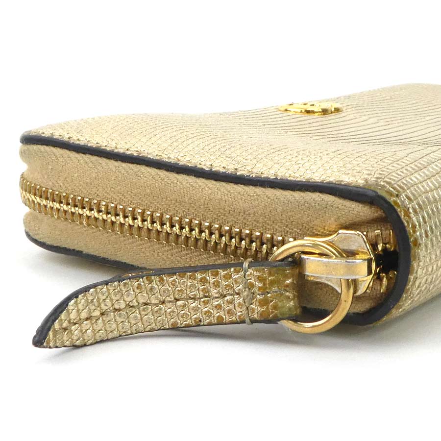 グッチ GUCCI ラウンドファスナー長財布 GGマーモント リザード ゴールド ユニセックス 456117 r10185g