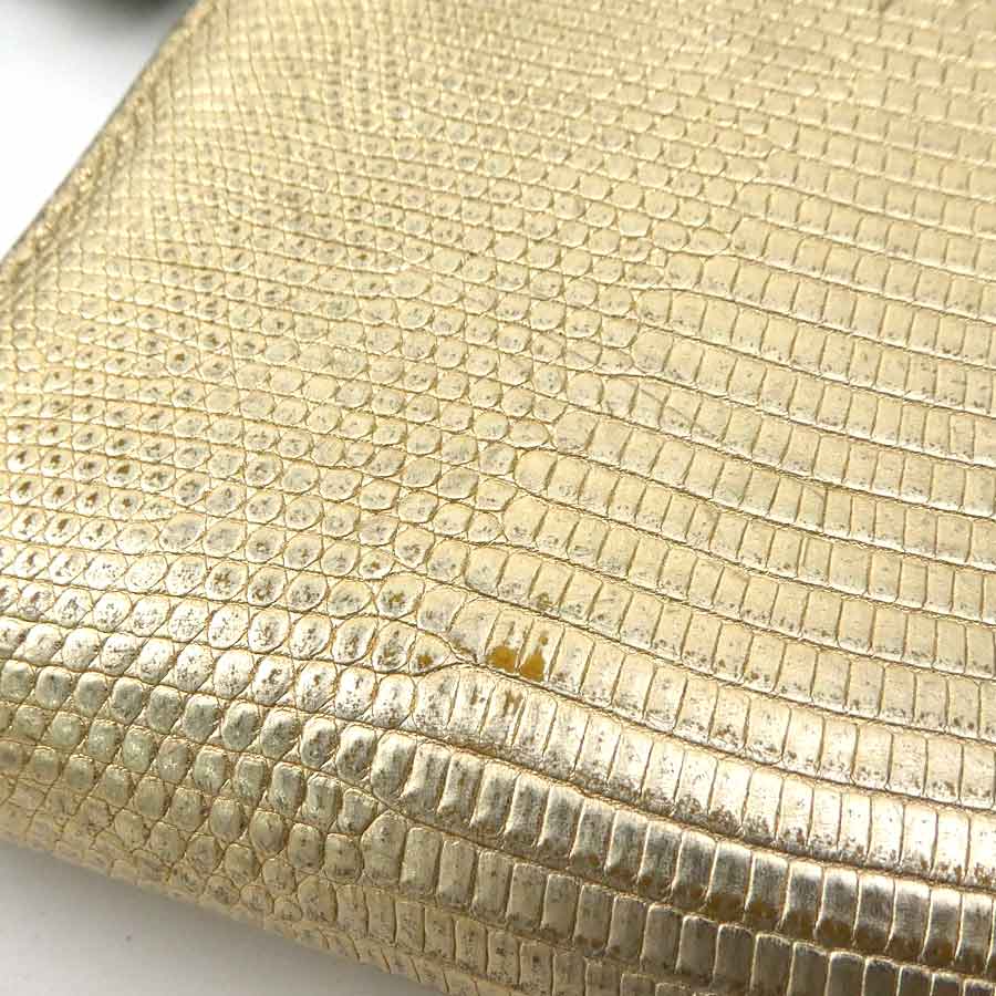 グッチ GUCCI ラウンドファスナー長財布 GGマーモント リザード ゴールド ユニセックス 456117 r10185g