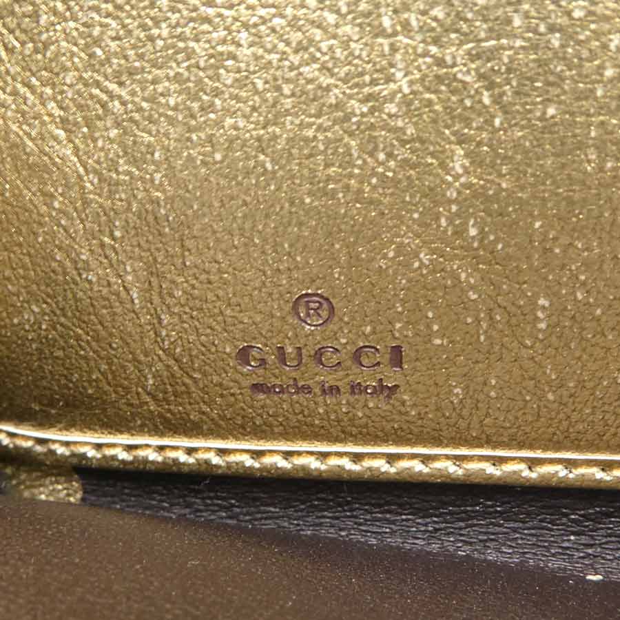 グッチ GUCCI ラウンドファスナー長財布 GGマーモント リザード ゴールド ユニセックス 456117 r10185g