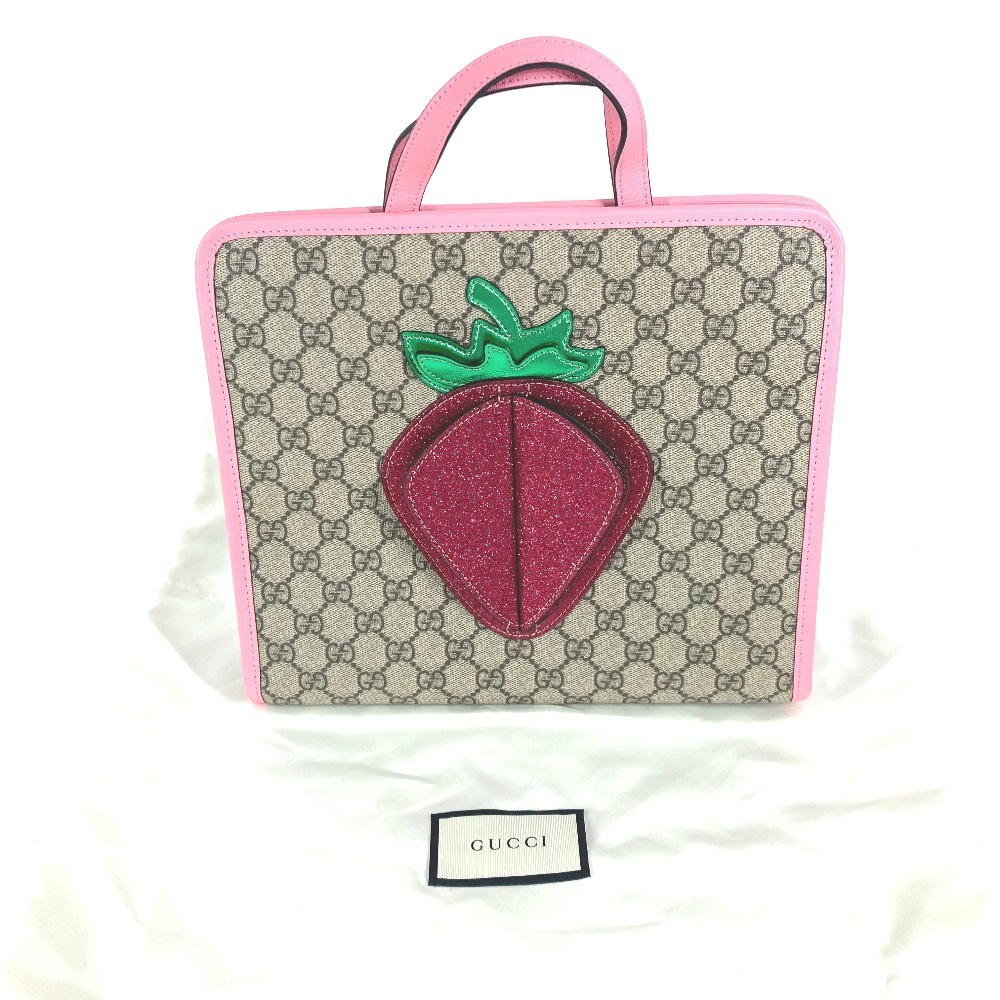 ハンドバッグ 630589 ストロベリー イチゴ ラメ チルドレンズ GGスプリーム カバン トートバッグ GGスプリームキャンバス ピンク