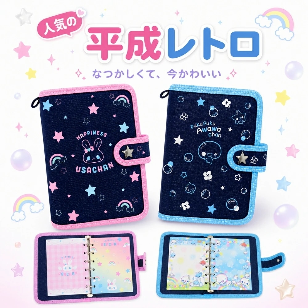 Qoo10] カミオジャパン 平成ファンシー デニムシールバインダー