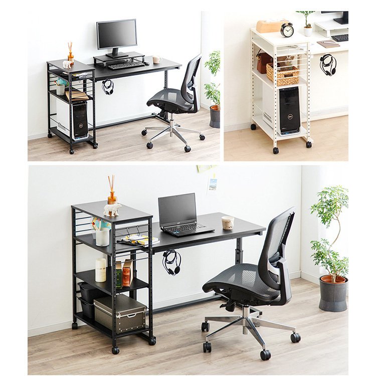 デスクサイドワゴン DSW-600 ブラック ホワイト ワゴン デスクワゴン デスクサイド 机脇 サ　メガ割