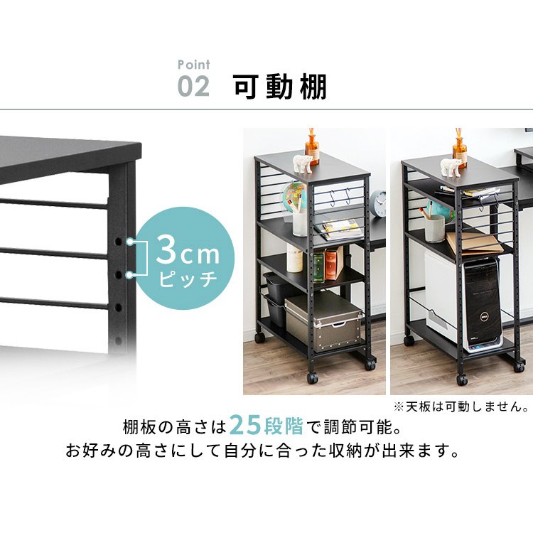 デスクサイドワゴン DSW-600 ブラック ホワイト ワゴン デスクワゴン デスクサイド 机脇 サ　メガ割