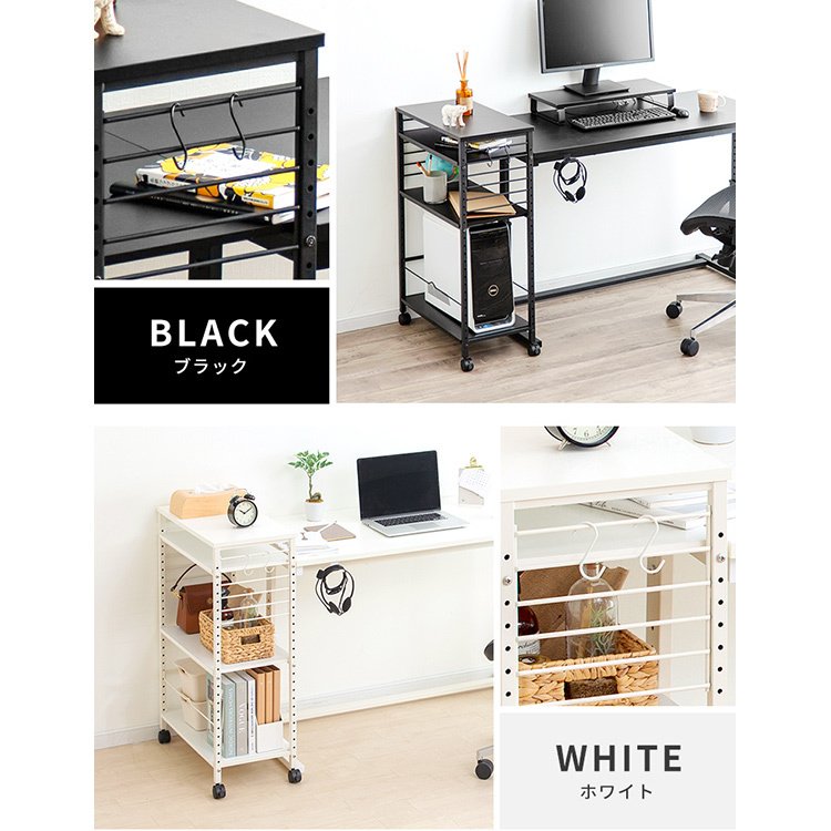 デスクサイドワゴン DSW-600 ブラック ホワイト ワゴン デスクワゴン デスクサイド 机脇 サ　メガ割