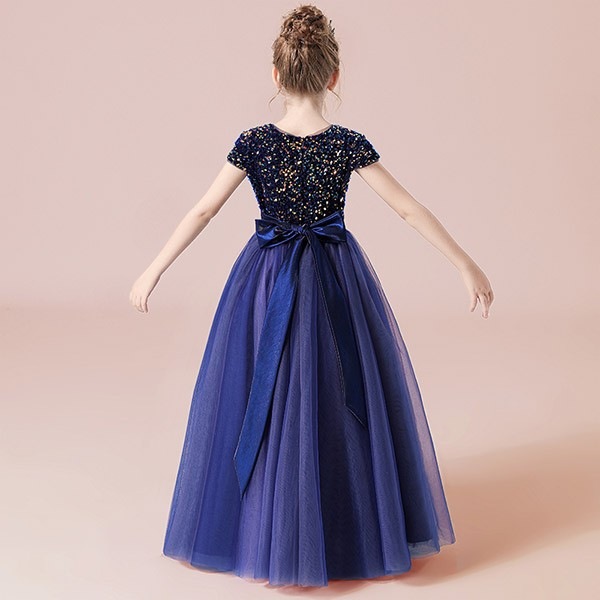 ピアノ発表会 ドレス 中学生 ワンピース ジュニアドレス 七五三 キッズドレス 子供ドレス グリーン グレー ネイビー ピンク ブルー ワインレッド 結婚式 スパンコール 半袖 プリンセス 150 1