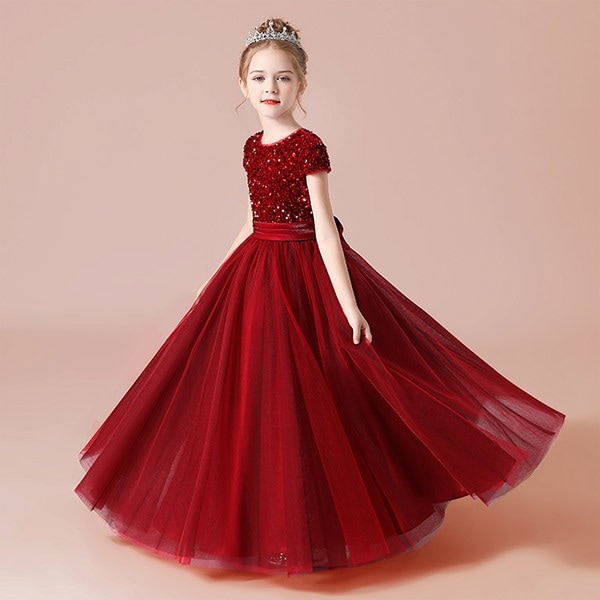 ピアノ発表会 ドレス 中学生 ワンピース ジュニアドレス 七五三 キッズドレス 子供ドレス グリーン グレー ネイビー ピンク ブルー ワインレッド 結婚式 スパンコール 半袖 プリンセス 150 1