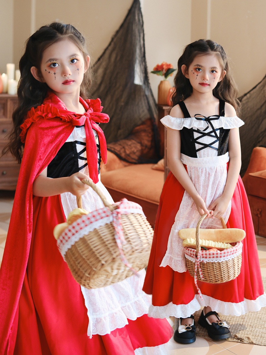 ハロウィン子供服 赤ずきん ショールケープ フレンチ田園風 女の子 プリンセススカート 子供用パフォーマンスコスチューム ハロウィン子供服 赤ずきん ショールケープ フレンチ田園風 女の子 プリンセススカート 子供用パフォーマンスコスチューム