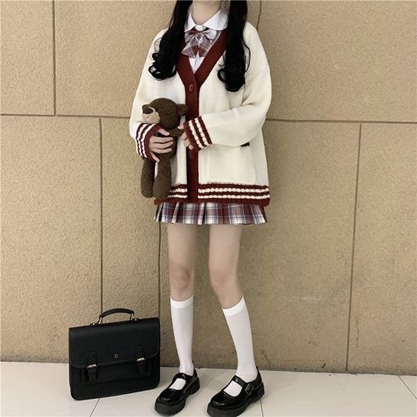入学式 卒業式 スーツ 女の子 ニット カーディガン 子供服 jk 5点セット ゆったりサイズ フォーマル スーツ 女児 チェック 中学生 高校生 中高生 通学 制服 結婚式 お受験 発表会 演奏会