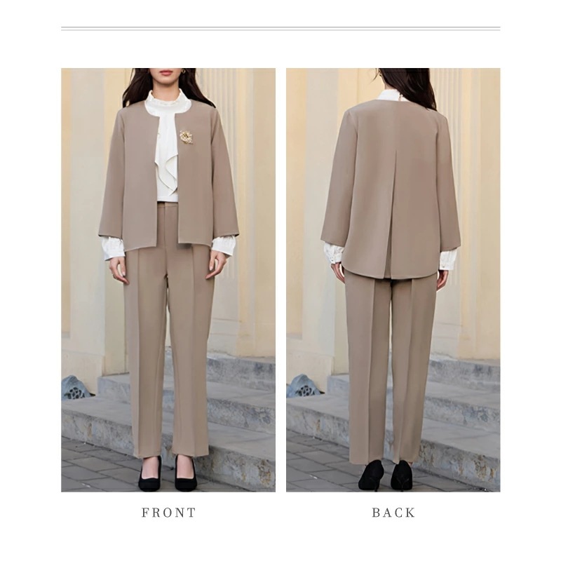 2点セット きれいめ パンツスーツ ラウンドネック ジャケット ノーカラー 上下セット レディース [パンツドレス フォーマル セレモニースーツ 春 夏 秋 冬 トレンド 結婚式 トップス パンツ セ 2点セット きれいめ パンツスーツ ラウンドネック ジャケット ノーカラー 上下セット レディース [パンツドレス フォーマル セレモニースーツ 春 夏 秋 冬 トレンド 結婚式 トップス パンツ セ