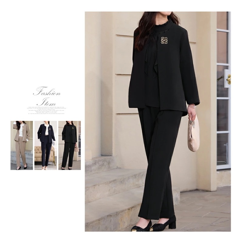 2点セット きれいめ パンツスーツ ラウンドネック ジャケット ノーカラー 上下セット レディース [パンツドレス フォーマル セレモニースーツ 春 夏 秋 冬 トレンド 結婚式 トップス パンツ セ 2点セット きれいめ パンツスーツ ラウンドネック ジャケット ノーカラー 上下セット レディース [パンツドレス フォーマル セレモニースーツ 春 夏 秋 冬 トレンド 結婚式 トップス パンツ セ