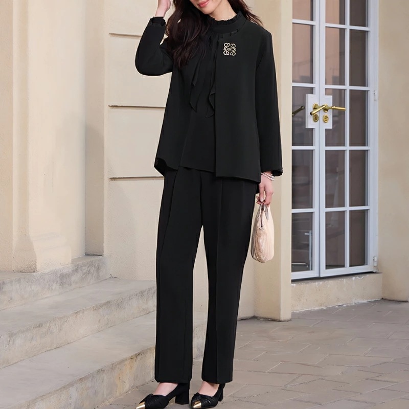 2点セット きれいめ パンツスーツ ラウンドネック ジャケット ノーカラー 上下セット レディース [パンツドレス フォーマル セレモニースーツ 春 夏 秋 冬 トレンド 結婚式 トップス パンツ セ 2点セット きれいめ パンツスーツ ラウンドネック ジャケット ノーカラー 上下セット レディース [パンツドレス フォーマル セレモニースーツ 春 夏 秋 冬 トレンド 結婚式 トップス パンツ セ