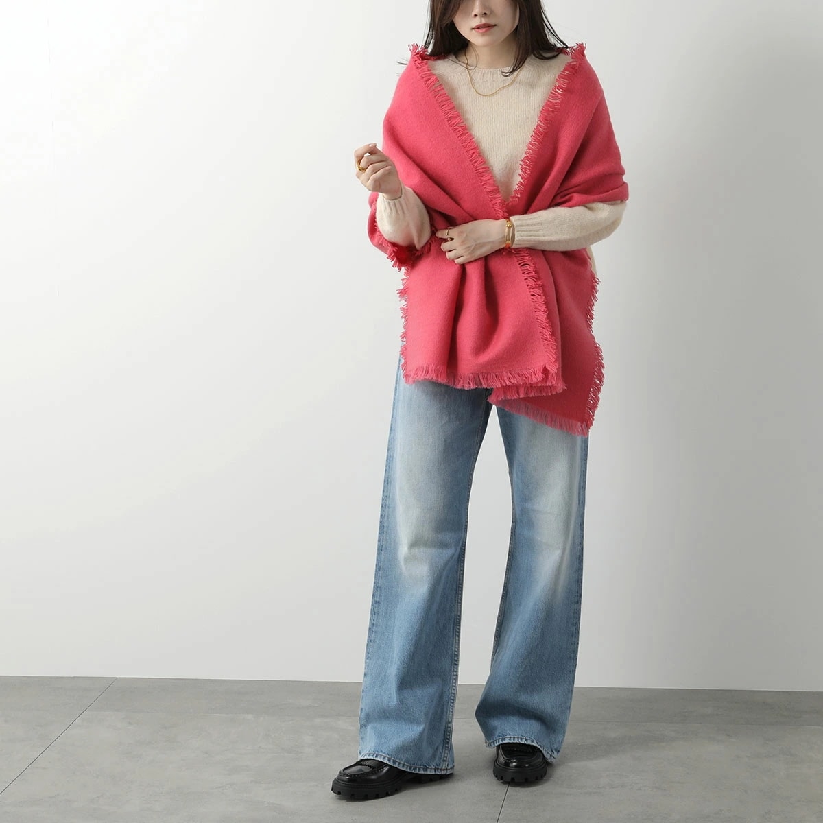 douce gloire ドゥースグロワール DOUBLE FACE カラー7色 カシミヤ混ウール 無地 マフラー ストール レディース