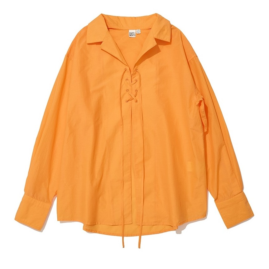 LACE-UP OVER SHIRT_WHITE,SKY STRIPE,ORANGE