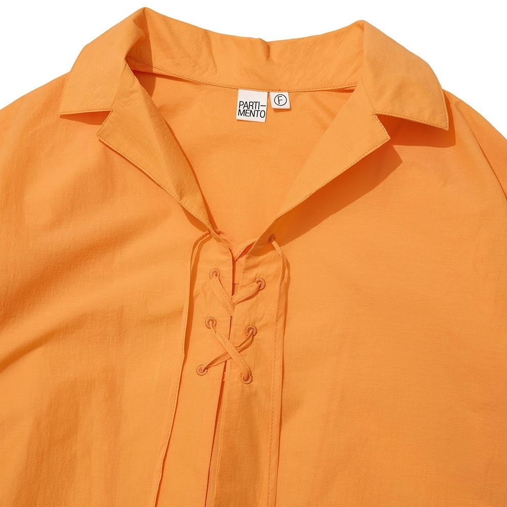 LACE-UP OVER SHIRT_WHITE,SKY STRIPE,ORANGE