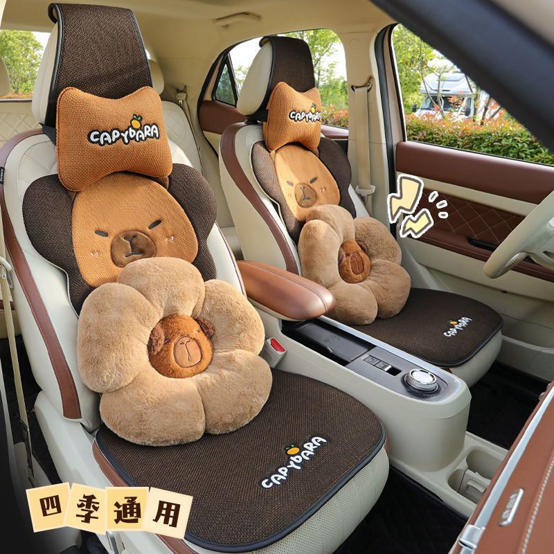 工ガ割-車のクッション通用の四のかわいい半包みのシートのクッションのカバーのの亜麻の車のクッションの女性の通風の車のマット 工ガ割-車のクッション通用の四のかわいい半包みのシートのクッションのカバーのの亜麻の車のクッションの女性の通風の車のマット
