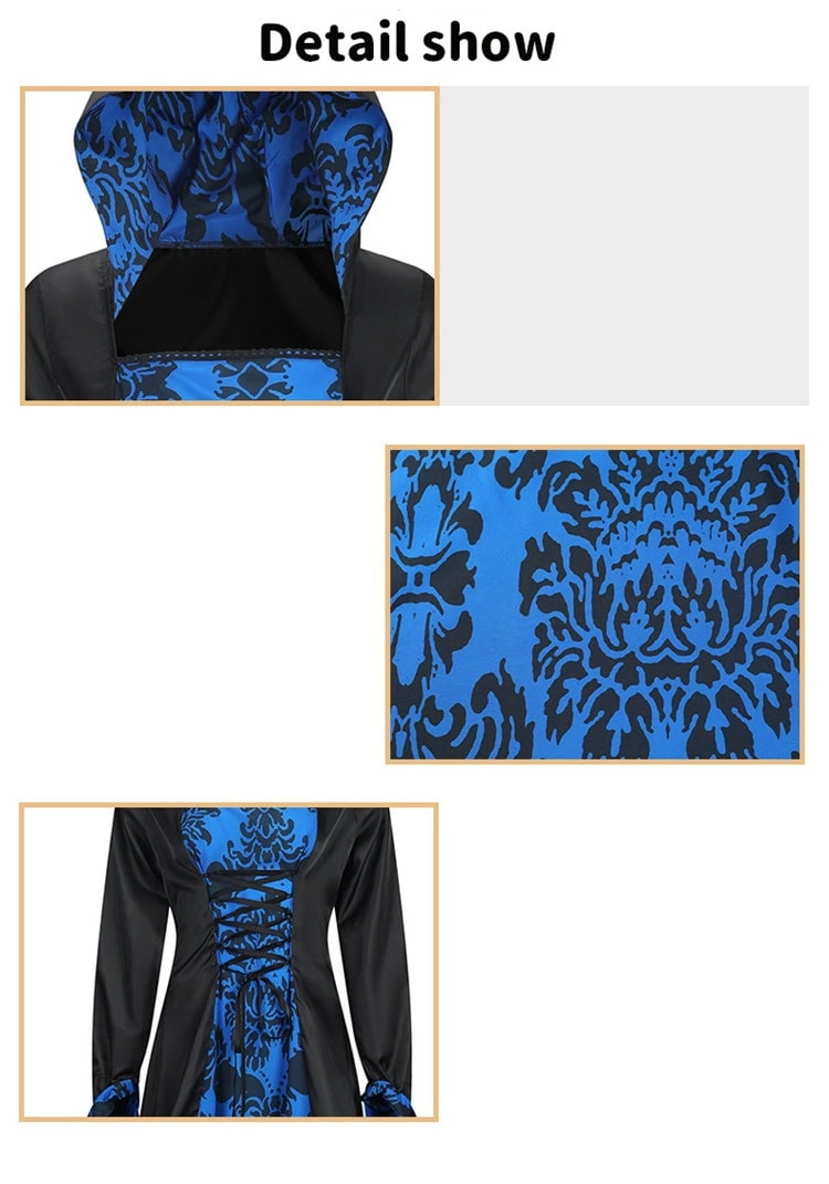 ハロウィン 中世紀 吸血鬼 宮廷風 レディース 女性 衣装 ヨーロッパ風 ドレス ワンピース フード付き 長袖 ゴシック エレガント 大人 コスプレ ウイッチ 仮装 可愛い コスチューム オシャレ パ