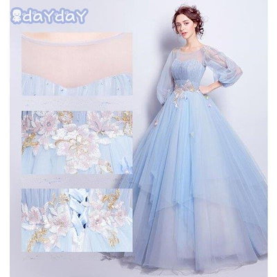 最安値即納 ウエディンドレス ロング丈ライトブルー豪 : レディース服 大人気人気