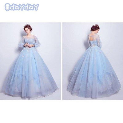 最安値即納 ウエディンドレス ロング丈ライトブルー豪 : レディース服 大人気人気