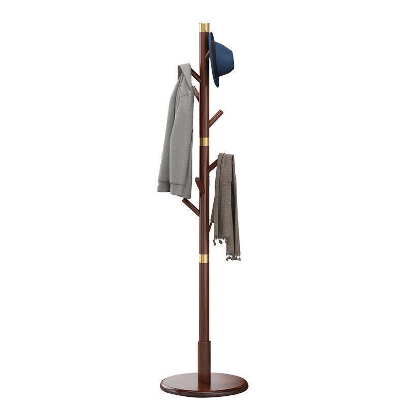 木衣帽架落地卧室家用新中式办公室挂衣杆立式挂衣架轻奢挂包架