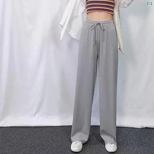 レディースファッション　かわいい　オシャレ　海外 ハイウエスト レースアップ ワイド レッグ モップ パンツ