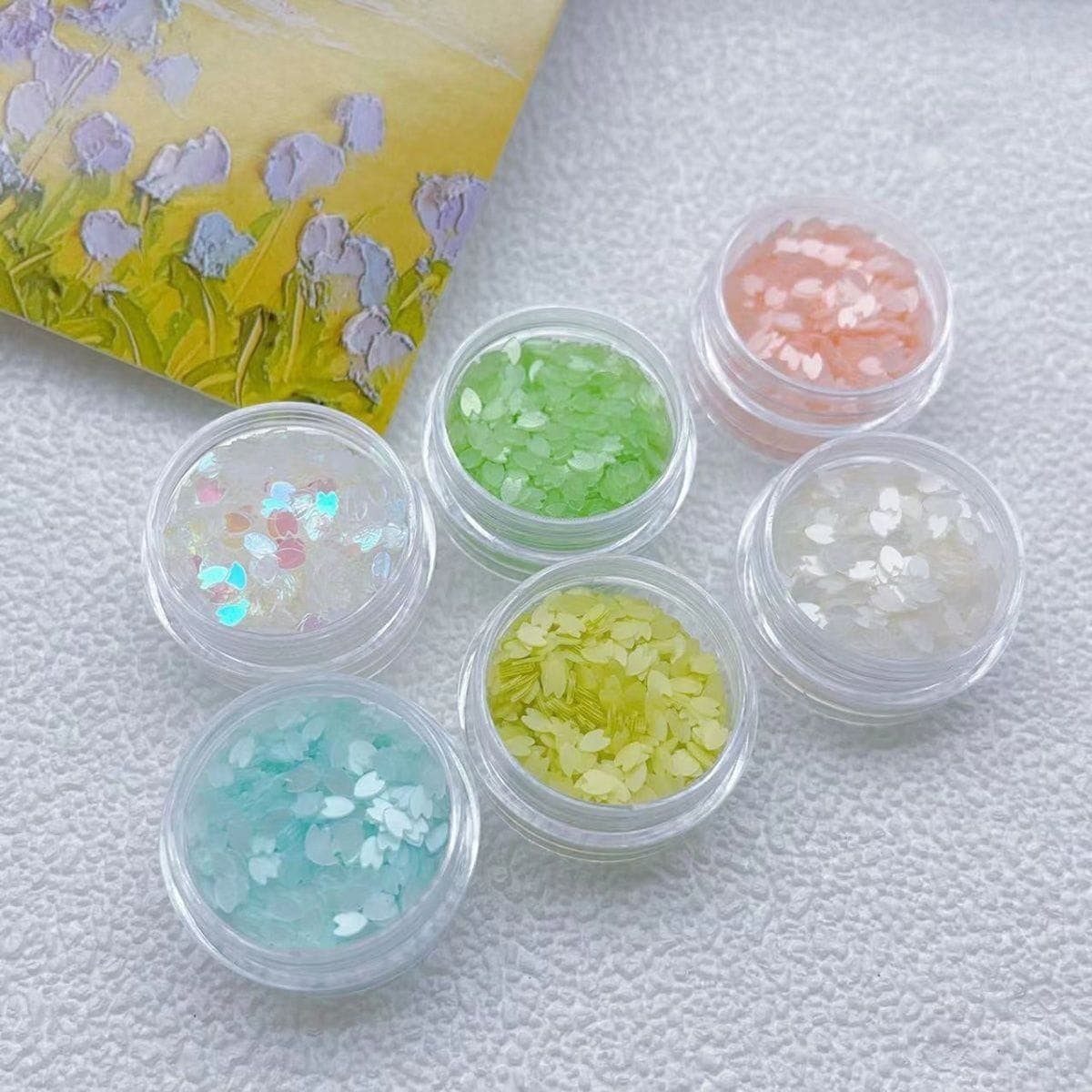 【10点セット】23ネイルアート桜のスパンコールアクセサリー白い花びらのフラッシュビーズを混ぜて甲飾りを着ている 【10点セット】23ネイルアート桜のスパンコールアクセサリー白い花びらのフラッシュビーズを混ぜて甲飾りを着ている