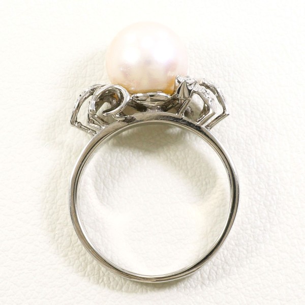 K10 10金 WG リング 指輪 10.5号 パール(真珠) 約9mm ダイヤ ジュエリー 中古 K10 10金 WG リング 指輪 10.5号 パール(真珠) 約9mm ダイヤ ジュエリー 中古