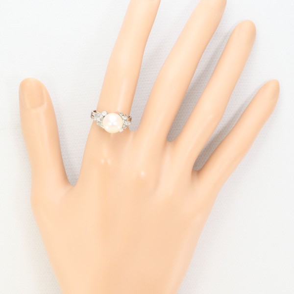 K10 10金 WG リング 指輪 10.5号 パール(真珠) 約9mm ダイヤ ジュエリー 中古 K10 10金 WG リング 指輪 10.5号 パール(真珠) 約9mm ダイヤ ジュエリー 中古