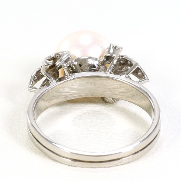 K10 10金 WG リング 指輪 10.5号 パール(真珠) 約9mm ダイヤ ジュエリー 中古 K10 10金 WG リング 指輪 10.5号 パール(真珠) 約9mm ダイヤ ジュエリー 中古