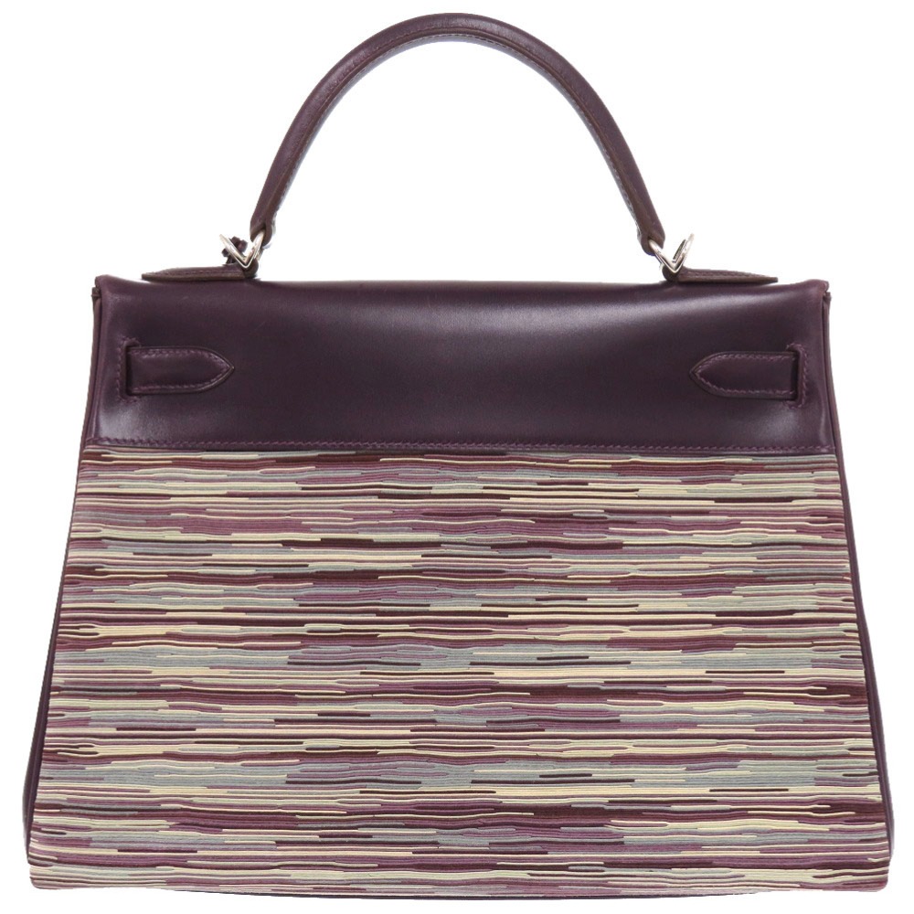 美品 ケリー32 内縫い ヴィブラート ハンドバッグ ヴィブラート/ボックスカーフ レザン J刻印 0162【中古】 レディース